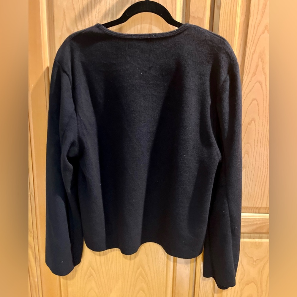 Zara Trafaluc Black Fleece Faux Pearl Long Sleeve Top Size Medium - Picture 2 of 6